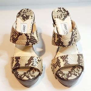 JIMMY CHOO SNAKESKIN WOOD HEELS